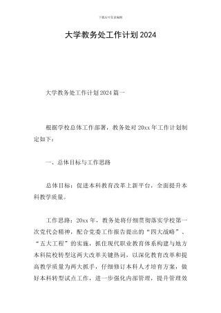大学教务处工作计划2024