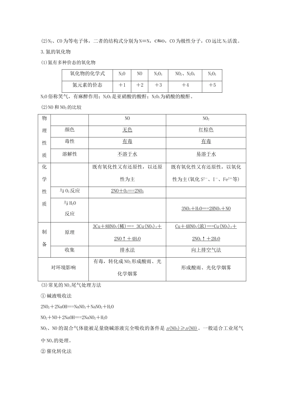 高考化学一轮复习 第3章 自然界及材料家族中的元素 第2讲 氮的循环学案 鲁科版-鲁科版高三全册化学学案_第2页