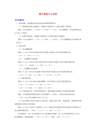 高中化学 专题3 溶液中的离子反应 第三单元 盐类的水解 4 离子浓度大小比较学案 苏教版选修4-苏教版高二选修4化学学案