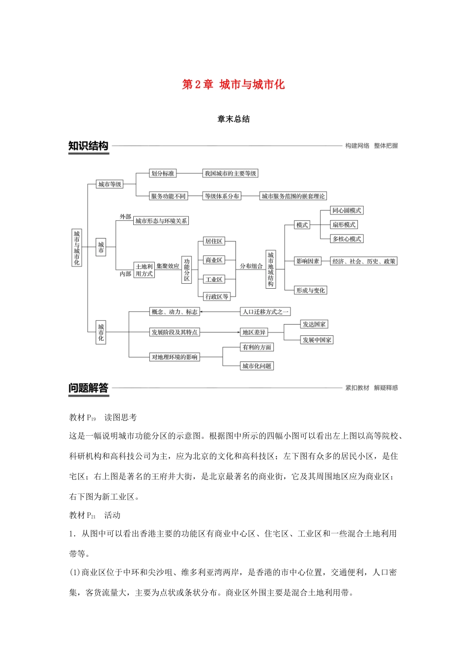 高中地理 第2章 城市与城市化章末总结学案 新人教版必修2-新人教版高一必修2地理学案_第1页