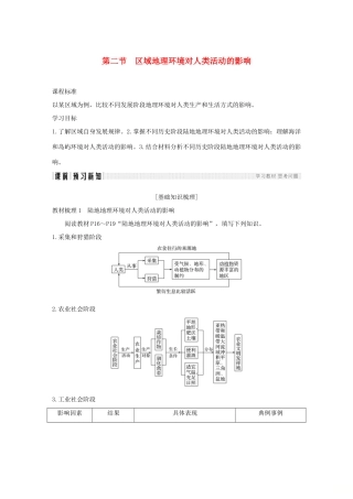 高中地理 第一章 区域地理环境和人类活动 第二节 区域地理环境对人类活动的影响学案 中图版必修3-中图版高一必修3地理学案