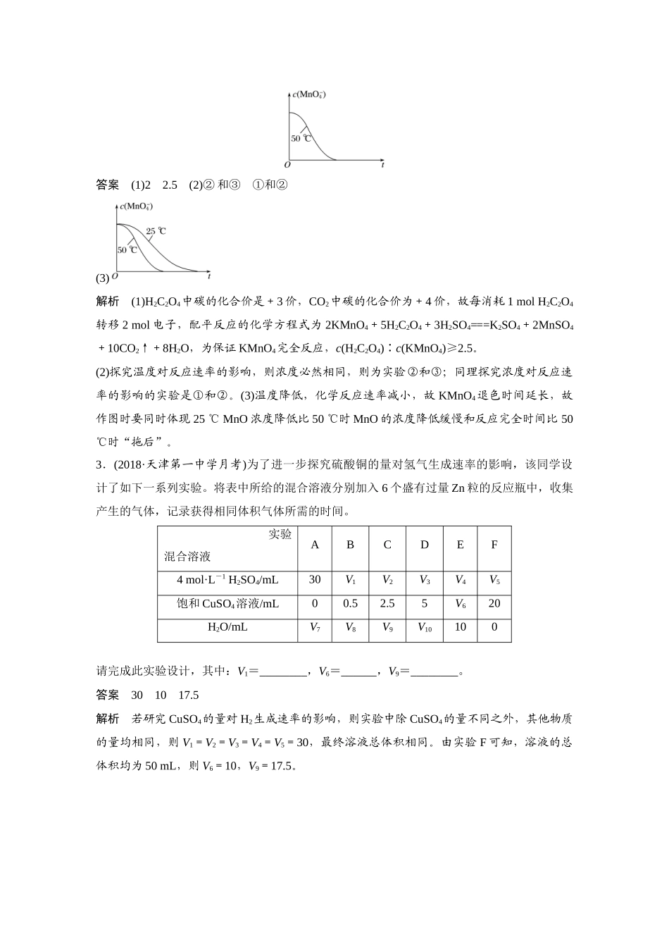 高考化学一轮复习 第7章 化学反应的方向、限度与速率 专题突破8 控制变量探究影响化学反应速率的因素学案 新人教版-新人教版高三全册化学学案_第3页
