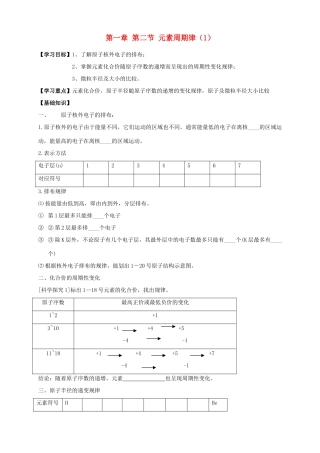 高中化学 1.2.1元素周期律（1）导学案 新人教版必修2