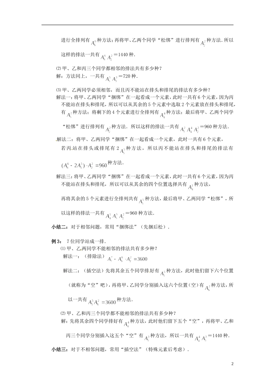 湖南省师范大学附属中学高三数学总复习 排列1教案_第2页