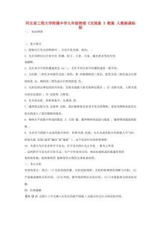 河北省工程大学附属中学九年级物理《光现象 》教案 人教新课标版