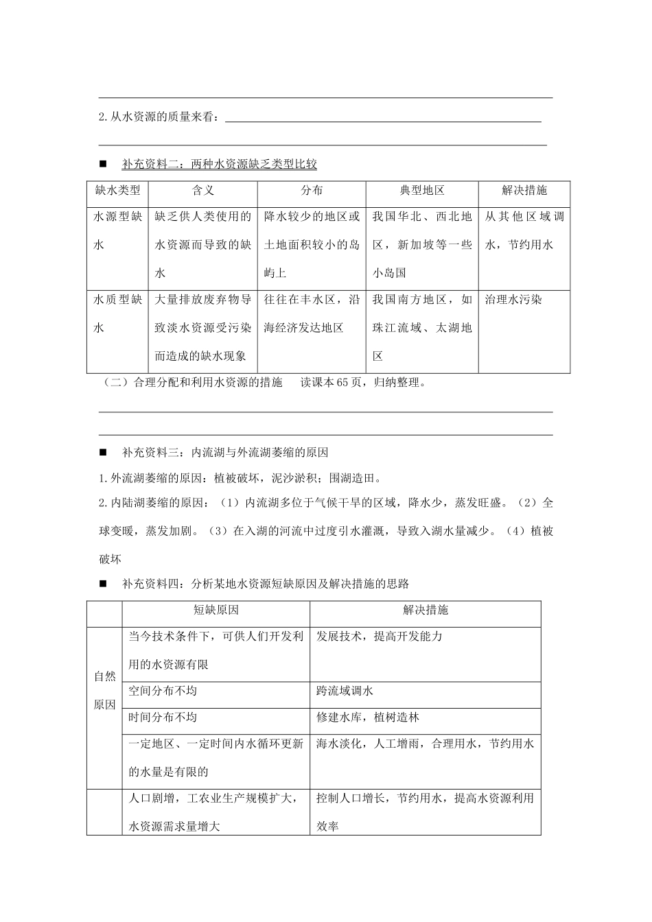 高中地理 第三章 地球上的水 3.3 水资源的合理利用学案3 新人教版必修1-新人教版高一必修1地理学案_第3页