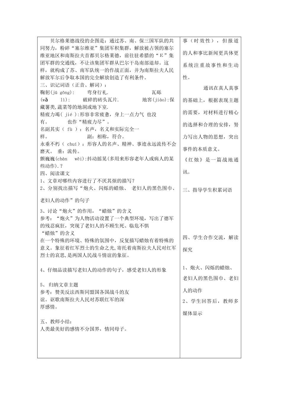 湖南省株洲市八年级语文上册《蜡烛》教案 新人教版_第2页