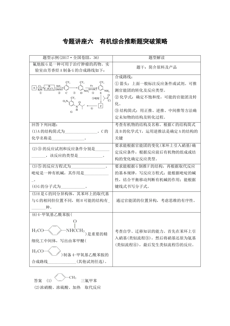 高考化学一轮复习 第十一章 物质结构与性质 专题讲座六 有机综合推断题突破策略学案-人教版高三全册化学学案_第1页