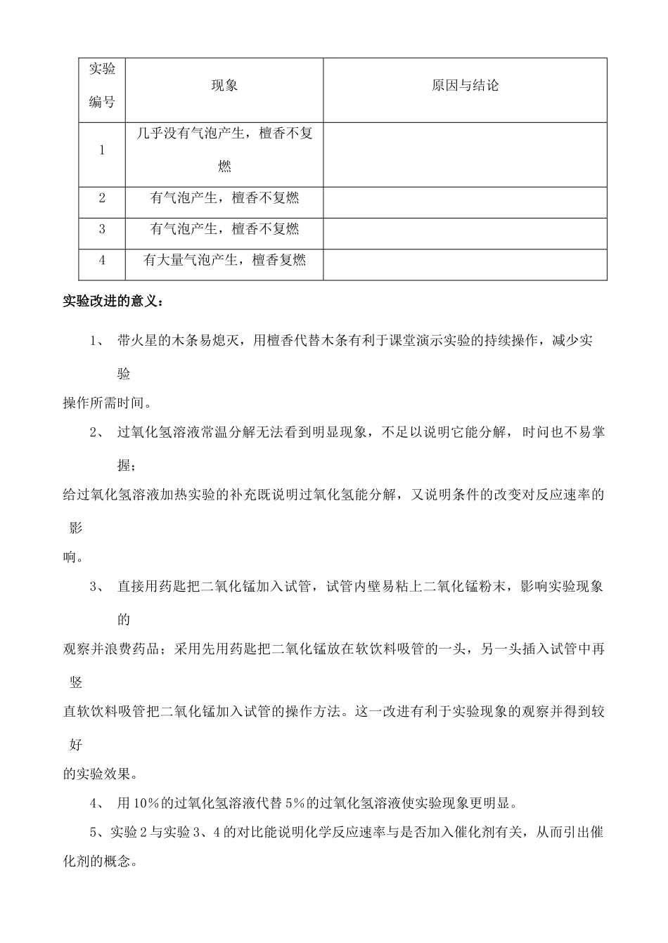 高中化学 4.2 催化剂对过氧化氢分解反应速率学案3 苏教版选修6-苏教版高中选修6化学学案_第2页