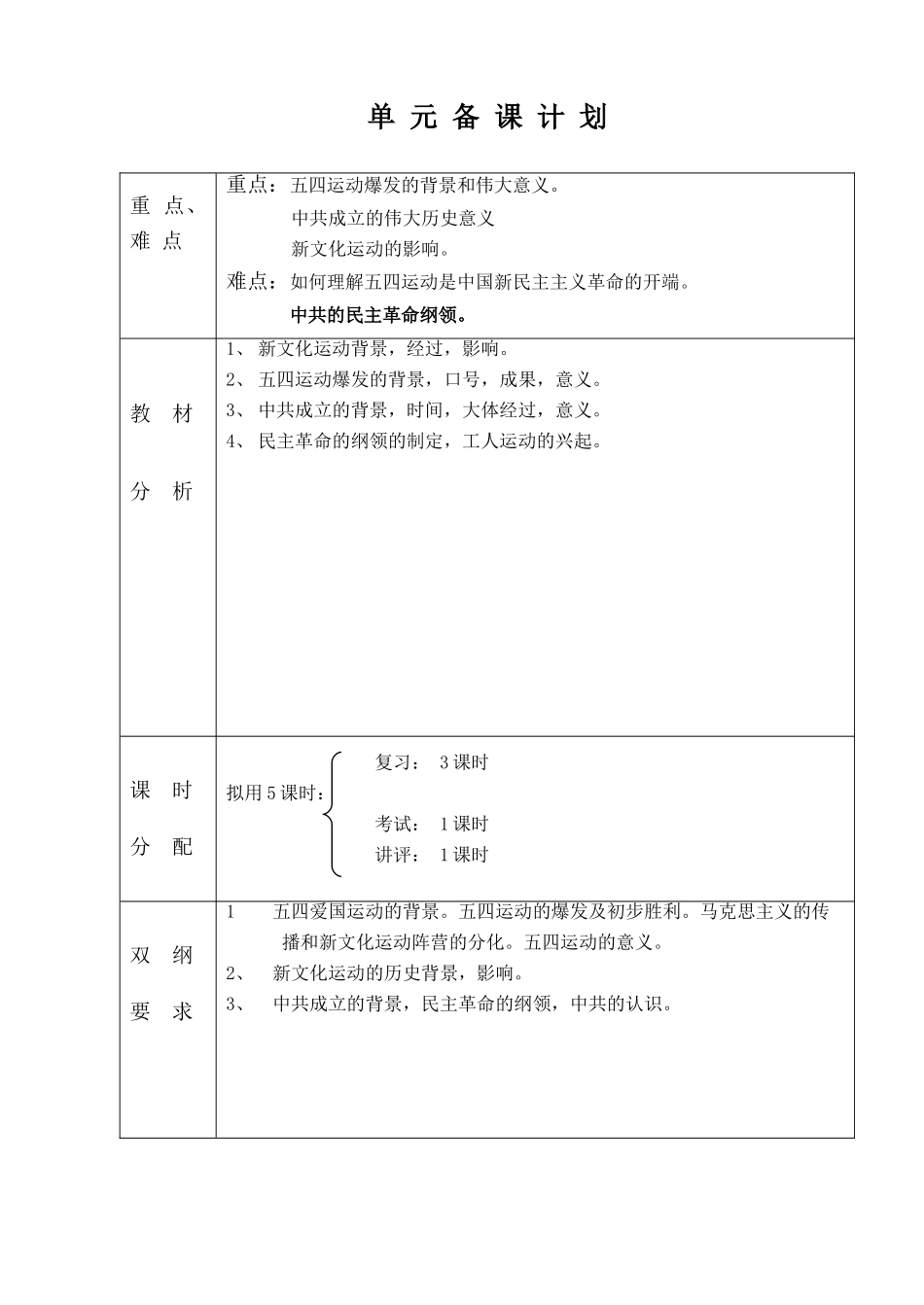 高三历史中国近现代史上册学案：第五单元单元教案_第2页