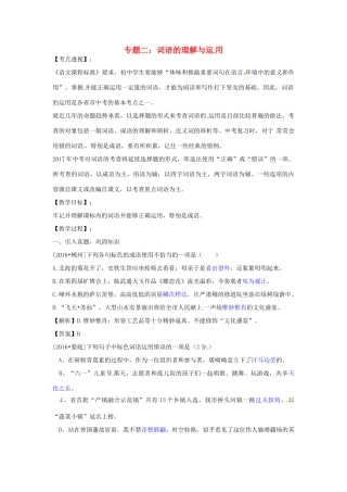 湖南省中考语文 第一部分 积累与运用 专题二 词语的理解与运用复习教案-人教版初中九年级全册语文教案