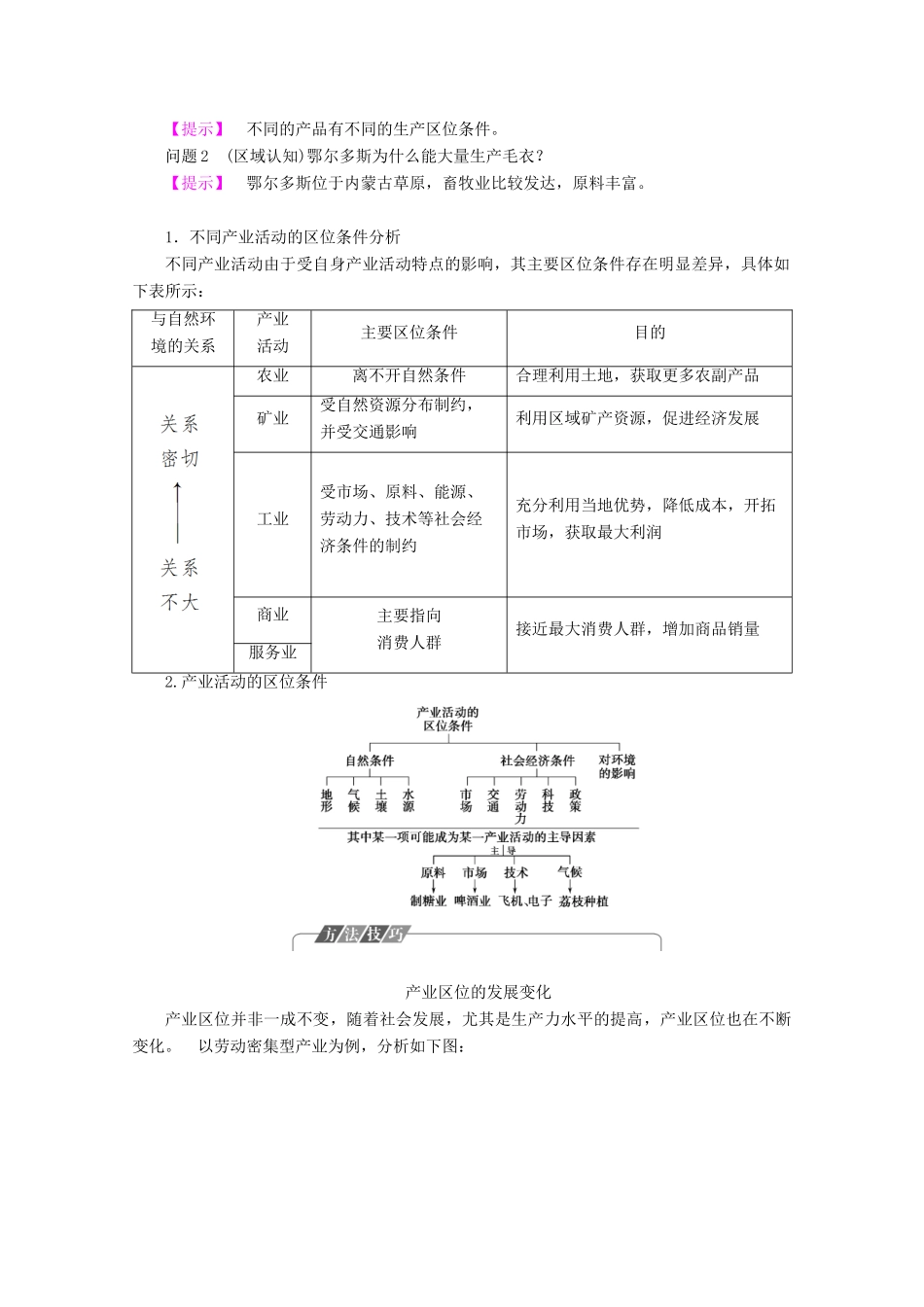 高中地理 第3章 区域产业活动 第1节 产业活动的区位条件和地域联系学案 湘教版必修2-湘教版高一必修2地理学案_第3页