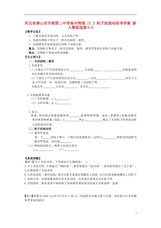 河北省唐山市开滦第二中学高中物理 17.3 粒子的波动性导学案 新人教版选修3-5