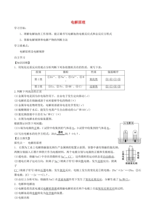 高中化学 第1章 化学反应与能量转化 1.2 电能转化为化学能——电解（第2课时）电解原理学案 鲁科版选修4-鲁科版高二选修4化学学案
