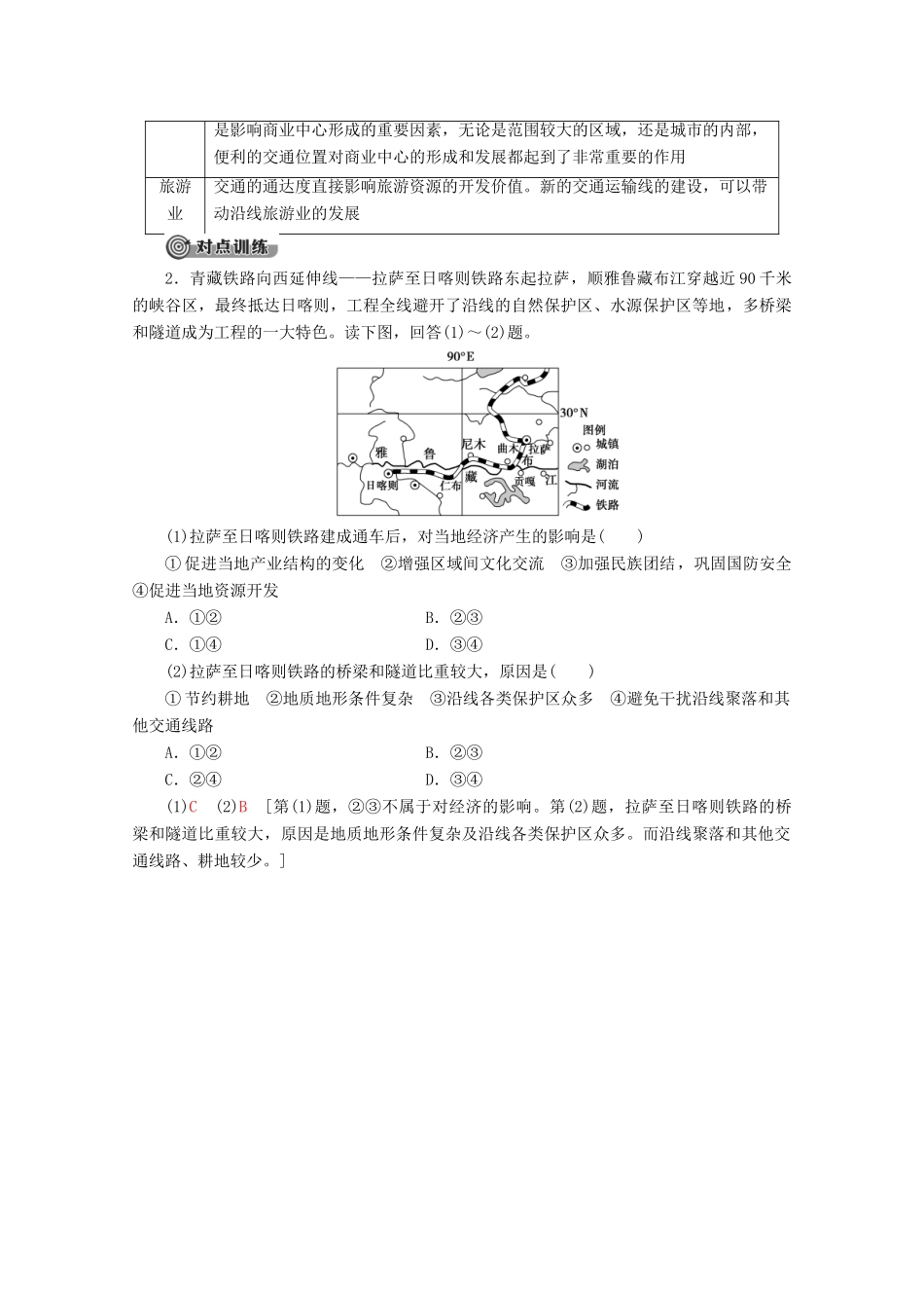 高中地理 第4单元 人类活动的地域联系单元小结与测评学案 鲁教版必修2-鲁教版高一必修2地理学案_第3页