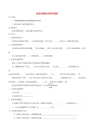 高中化学 第三章 水溶液中的离子平衡 3.3 盐类的水解（第1课时）盐类水解的实质和规律导学案 新人教版选修4-新人教版高二选修4化学学案