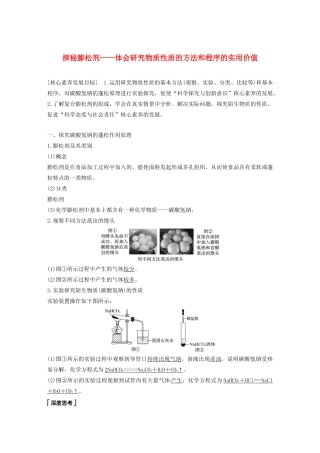 高中化学 第1章 认识化学科学 微项目 探秘膨松剂——体会研究物质性质的方法和程序的实用价值学案 鲁科版必修1-鲁科版高中必修1化学学案