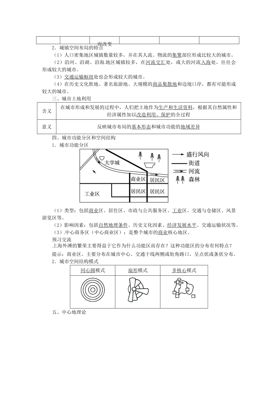 高中地理 第二章 第1节 城市空间结构导学案 湘教版必修2-湘教版高一必修2地理学案_第2页