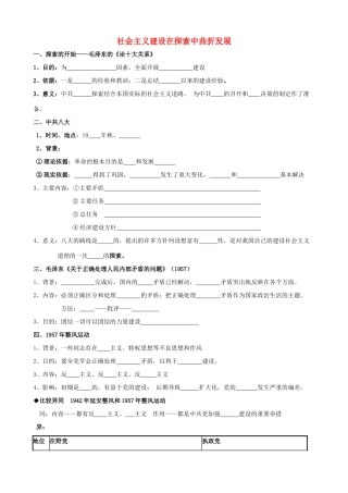 高一历史 3.1《社会主义建设在探索中曲折发展》学案 人民版必修2