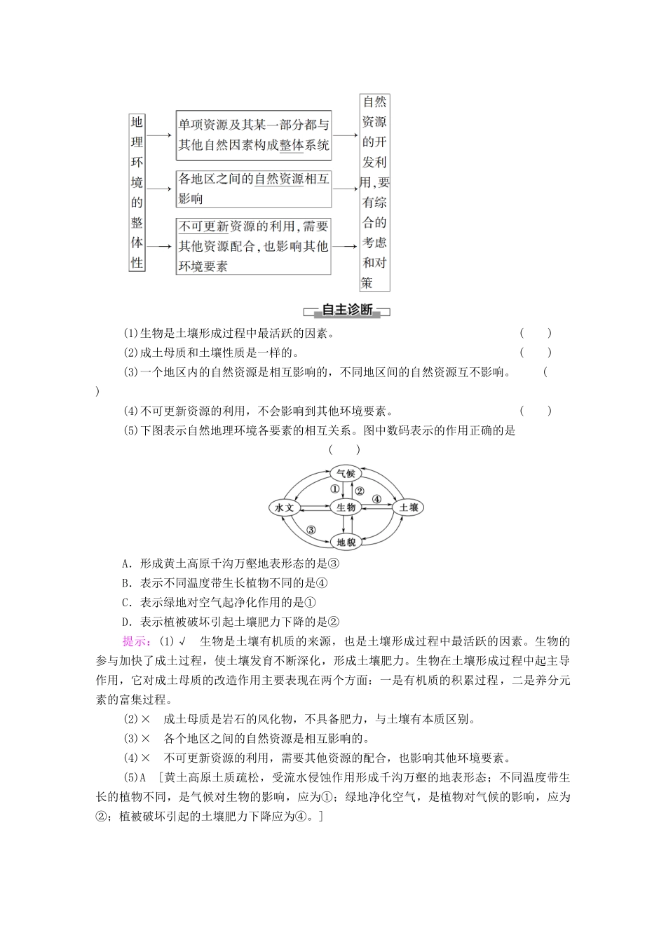 高中地理 第3章 自然地理环境的整体性与差异性 第2节 自然地理环境的整体性学案 湘教版必修1-湘教版高一必修1地理学案_第2页
