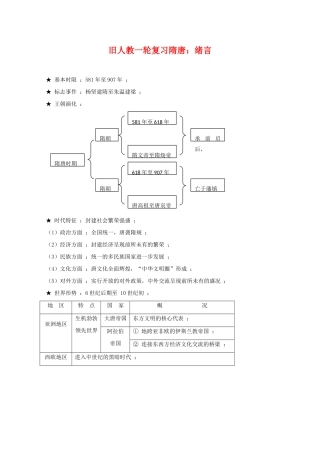 高三历史一轮复习隋唐：绪言