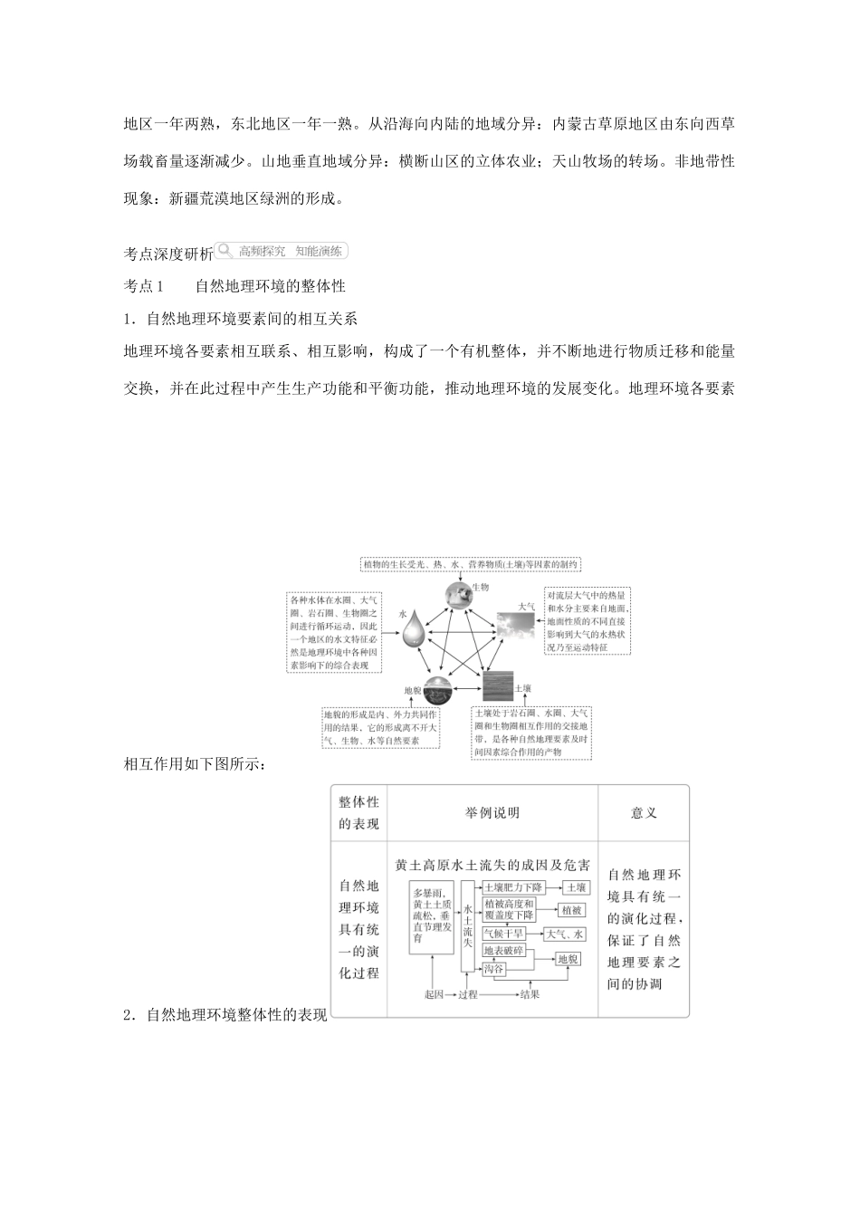 高考地理一轮复习 第一部分 自然地理--重在理解 第五章 自然地理环境的整体性和差异性 第15讲 自然地理环境的整体性和差异性学案 新人教版-新人教版高三全册地理学案_第3页