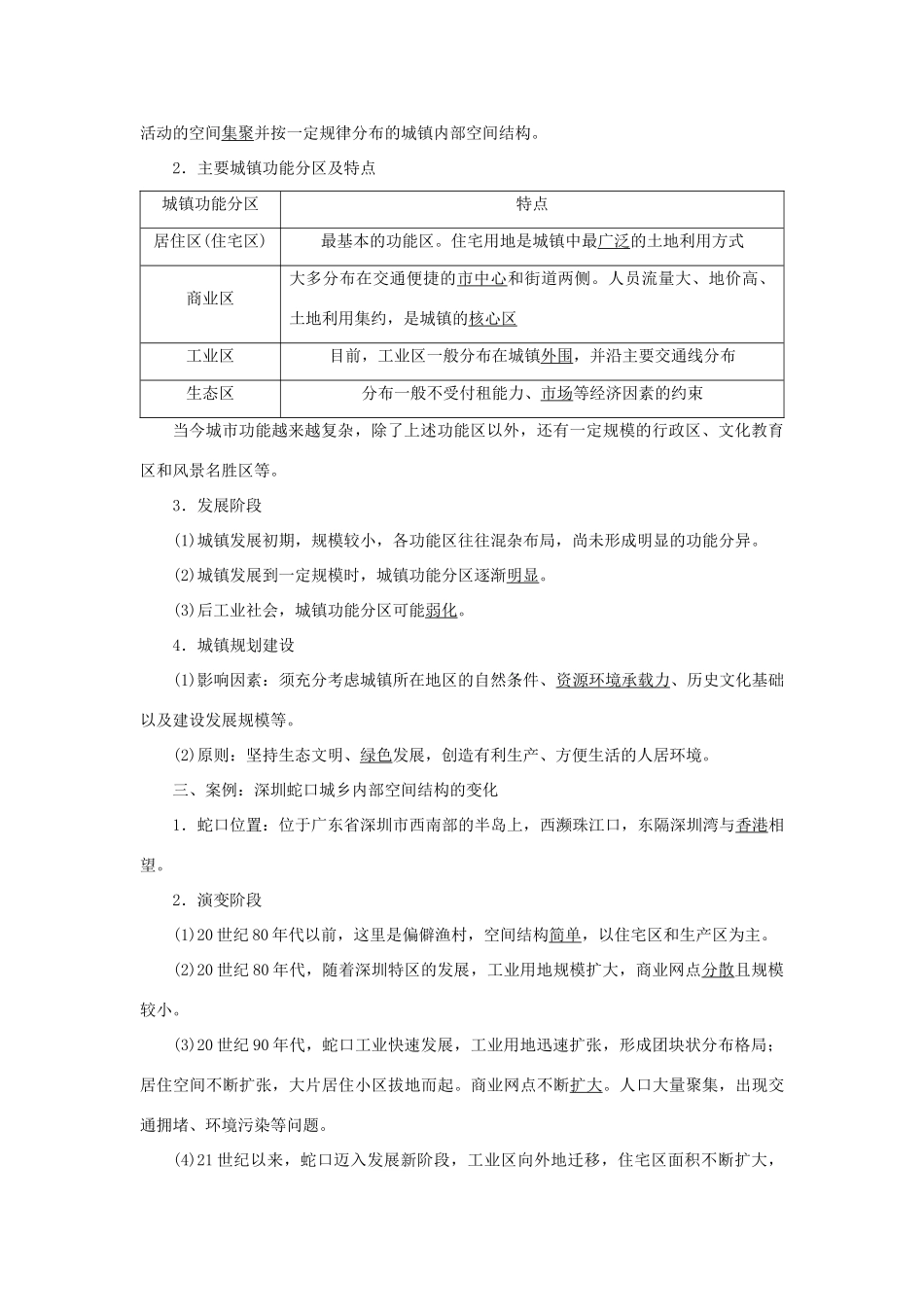 高中地理 第二单元 乡村与城镇 第一节 城乡内部空间结构学案 鲁教版必修第二册-鲁教版高一第二册地理学案_第2页