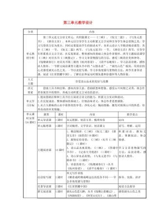 辽宁省法库县八年级语文上册 第三单元教学设计 新人教版-新人教版初中八年级上册语文教案