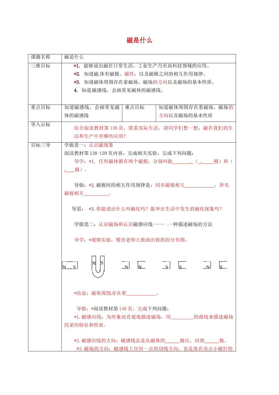 重庆市九年级物理全册 17.1 磁是什么教案 （新版）沪科版-（新版）沪科版初中九年级全册物理教案_第1页