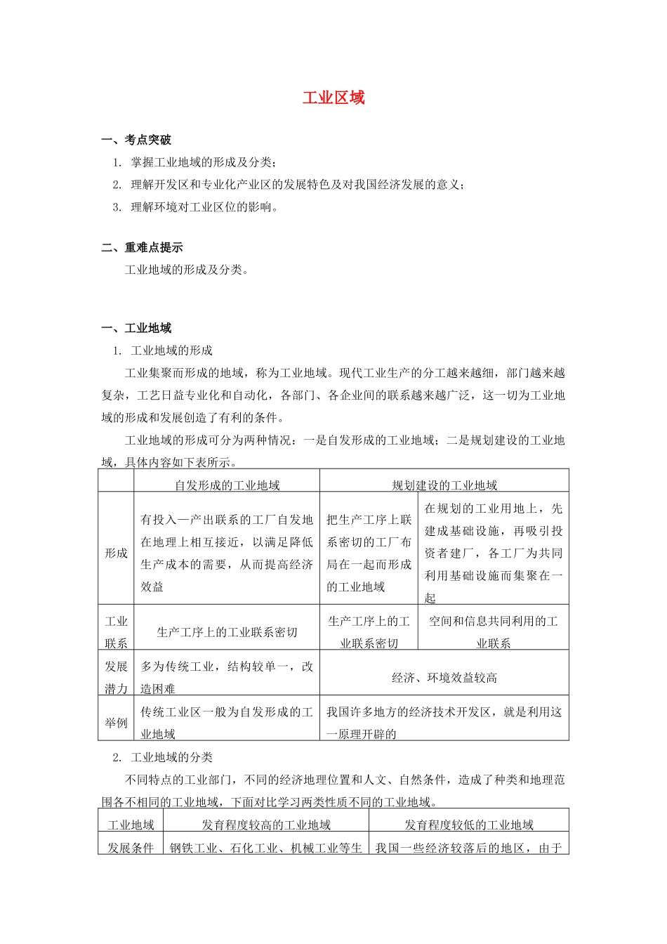 高中地理 第三章 区域产业活动 第三节 工业区位因素与工业地域联系4 工业区域学案 湘教版必修2-湘教版高一必修2地理学案_第1页