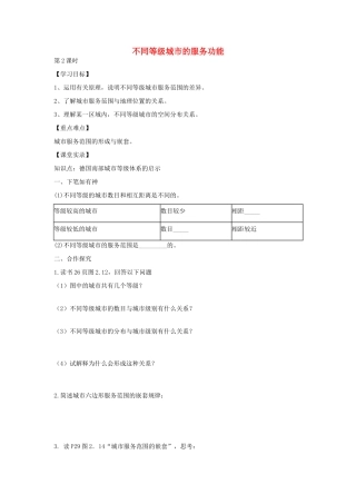 高中地理 2.2 不同等级城市的服务功能 （第2课时）学案 新人教版必修2-新人教版高一必修2地理学案