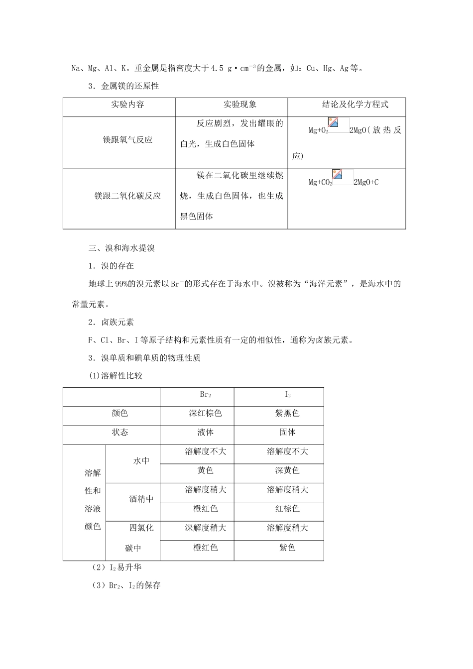 高中化学 第三章 自然界中的元素 第4节 海水中的元素学案（2）鲁科版必修1-鲁科版高一必修1化学学案_第3页