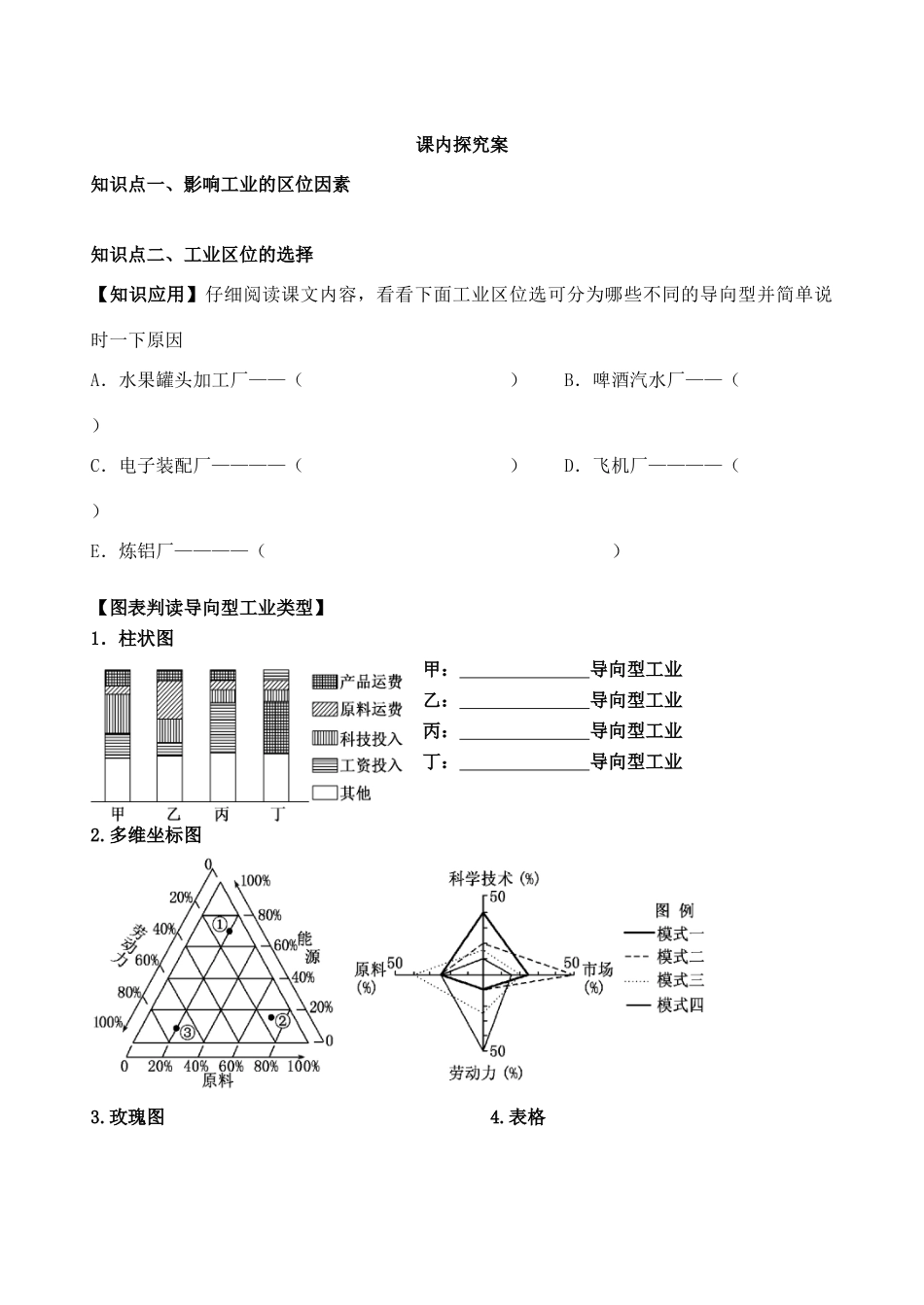 高中地理 4.1工业的区位选择导学案A 新人教版必修2-新人教版高一必修2地理学案_第3页