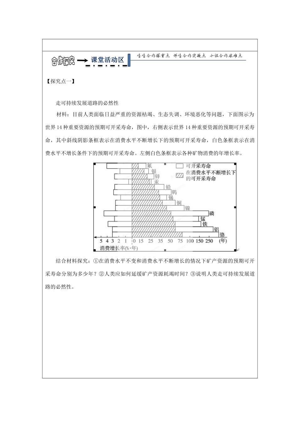 高中地理 第四章 人类与地理环境的协调发展 4.3 可持续发展的基本内涵学案 湘教版必修2-湘教版高一必修2地理学案_第3页