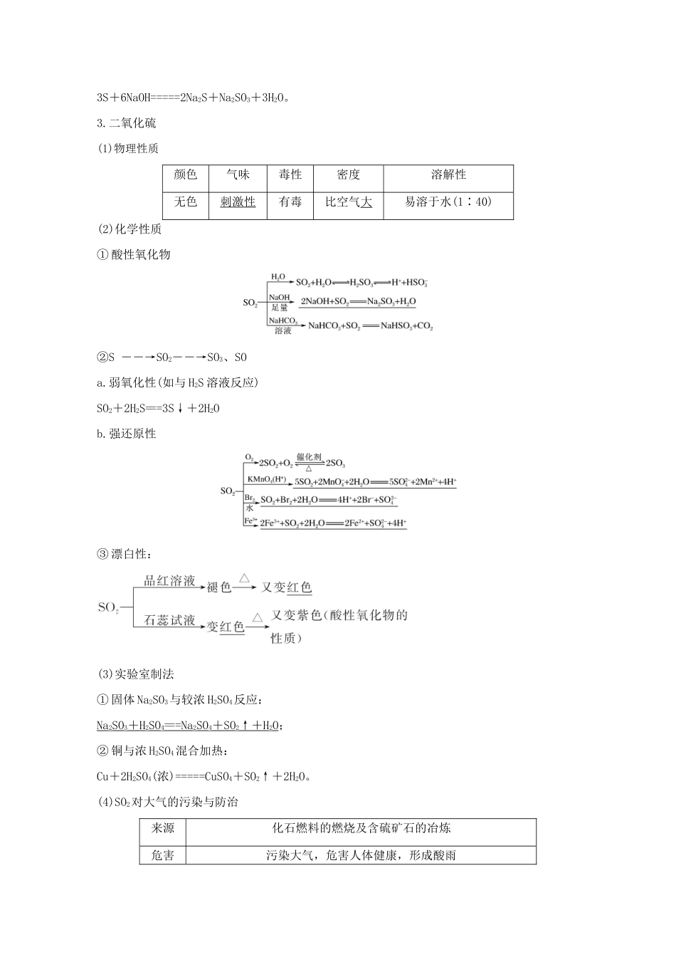 高考化学一轮复习 第3章 自然界及材料家族中的元素 第3讲 硫及其化合物学案 鲁科版-鲁科版高三全册化学学案_第2页