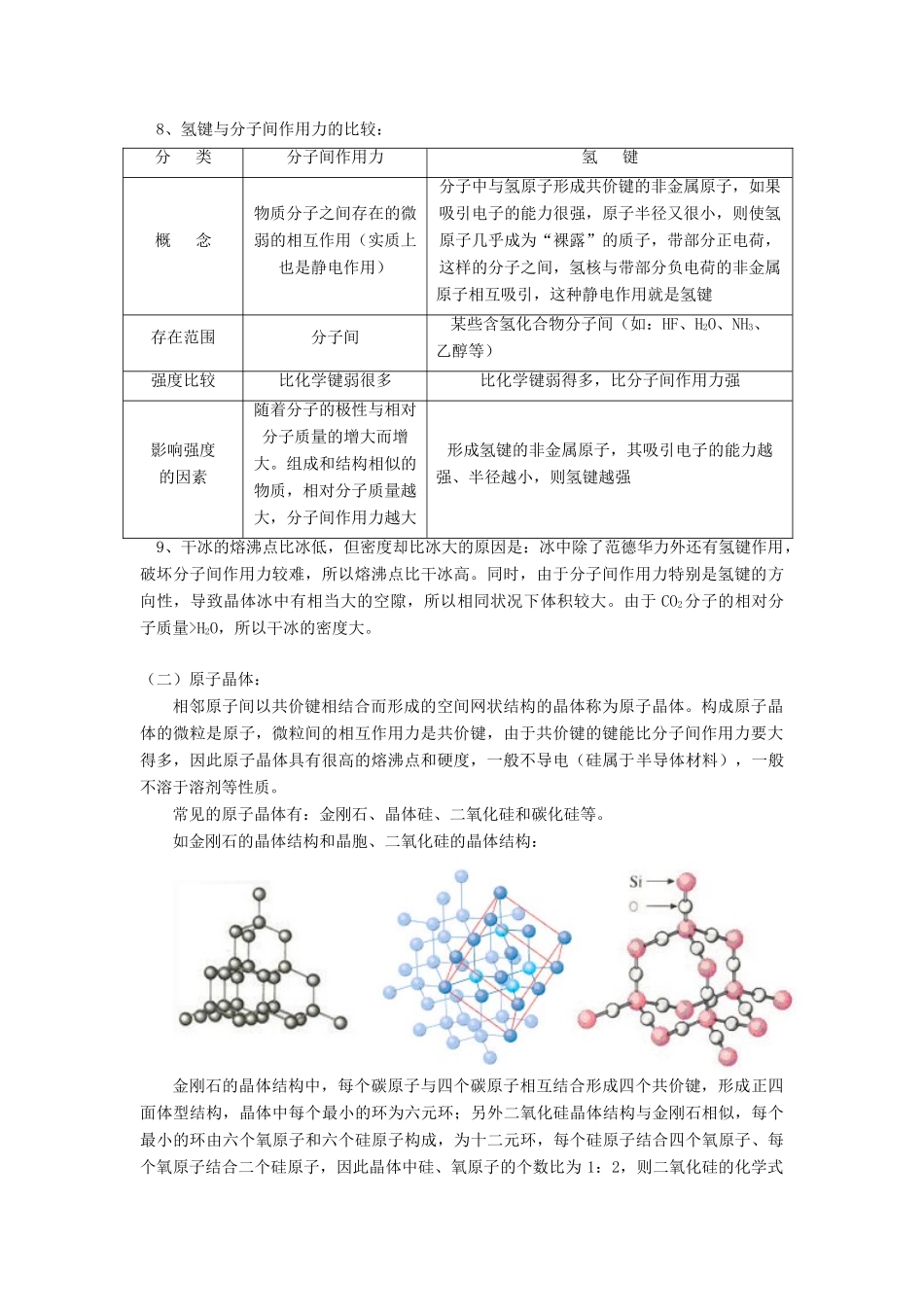 高考化学第一轮复习 专题 分子晶体和原子晶体学案 苏教版-苏教版高三全册化学学案_第3页