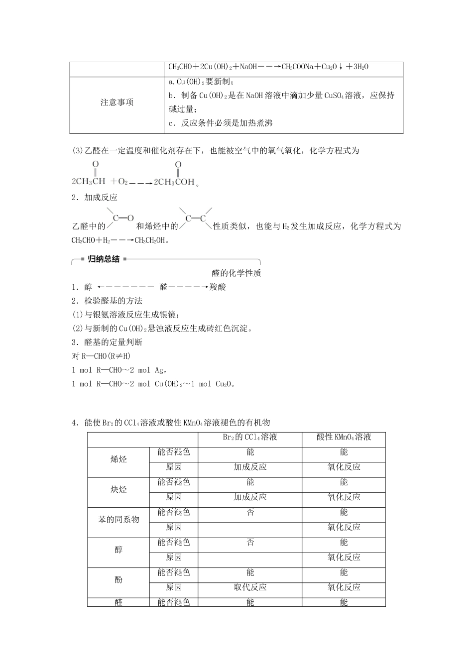 高中化学 专题4 烃的衍生物 第三单元 醛 羧酸 第1课时学案 苏教版选修5-苏教版高二选修5化学学案_第3页