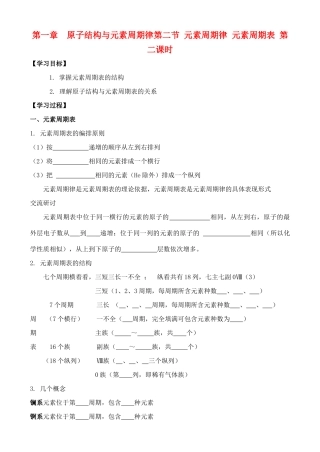 高中化学 1.2.2元素周期律和元素周期表学案 鲁教版必修2