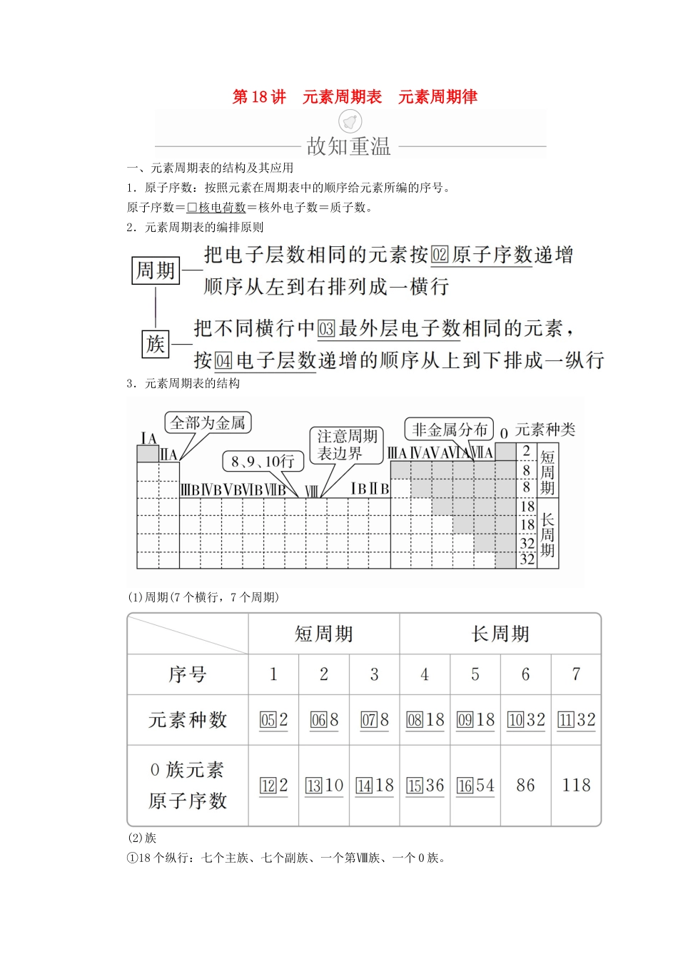 高考化学一轮总复习 第五章 第18讲 元素周期表 元素周期率学案（含解析）-人教版高三全册化学学案_第1页