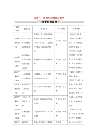 高考历史二轮复习 选考内容与模块整合 选考二 20世纪的战争与和平学案-人教版高三全册历史学案