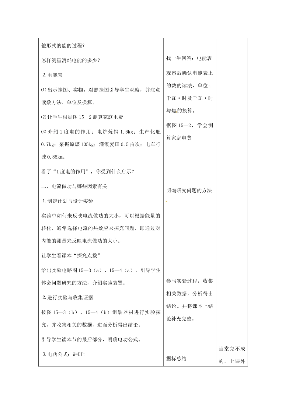物理：沪科版九年级 科学探究：电流做功与哪些因素有关（教案）2_第2页
