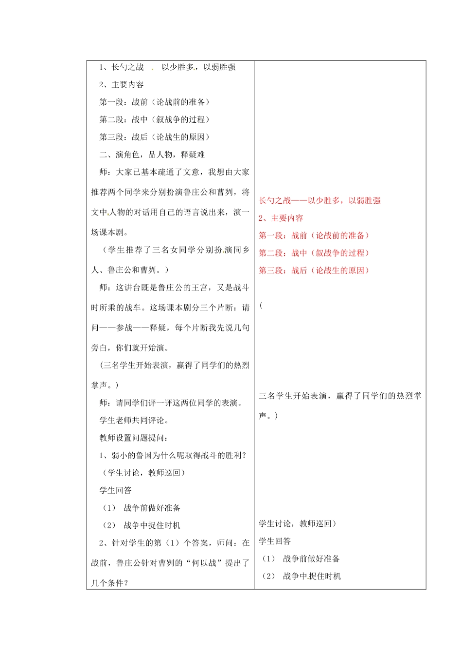 九年级语文下册《21 曹刿论战（第2课时）》教学设计 新人教版-新人教版初中九年级下册语文教案_第2页