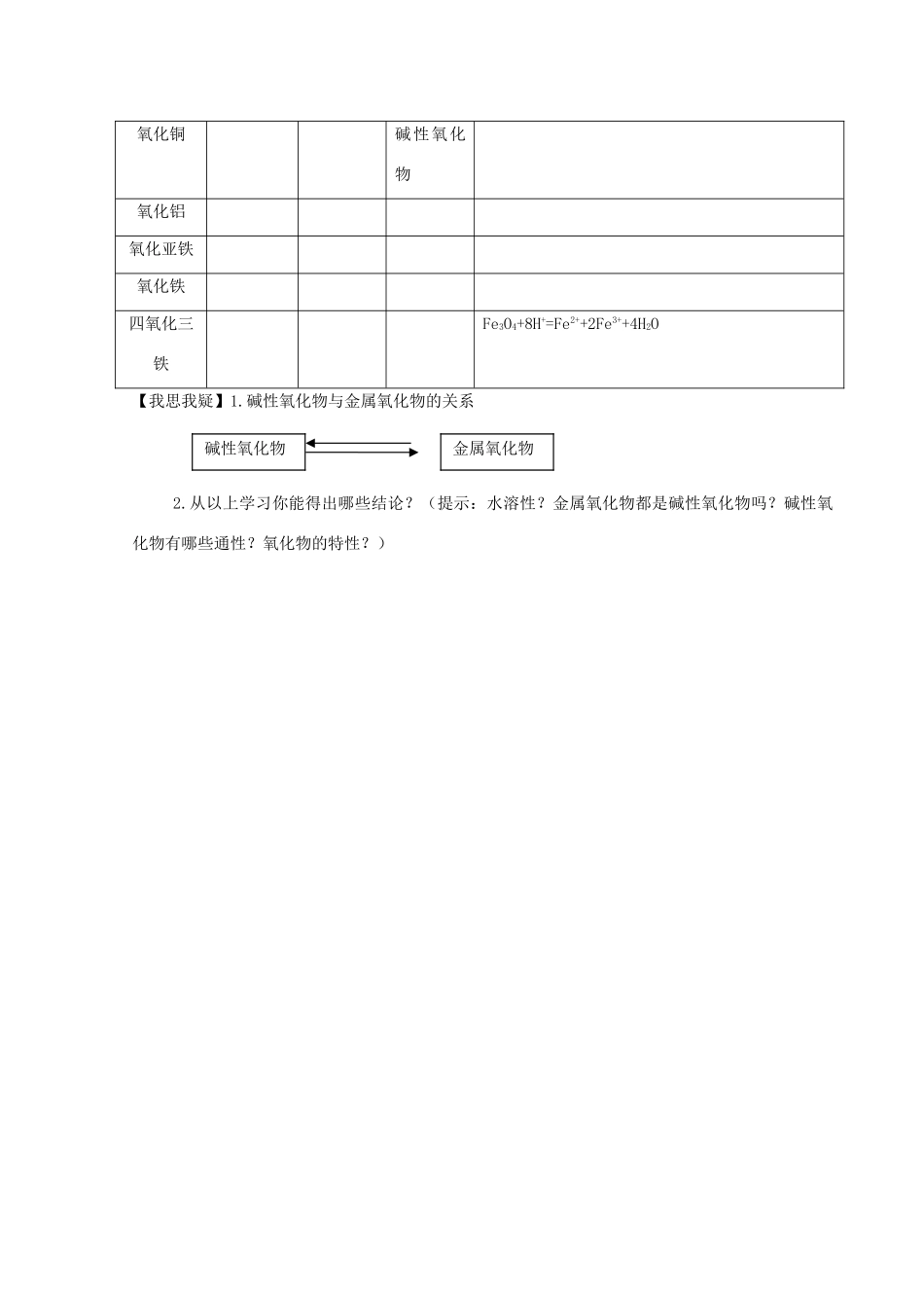 高中化学 第3章 第2节 几种重要的金属化合物（第1课时）学案（无答案）新人教版必修1-新人教版高一必修1化学学案_第2页