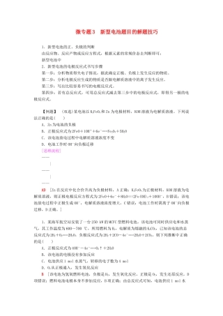 高中化学 第1章 化学反应与能量转化 微专题3 新型电池题目的解题技巧学案 鲁科版选择性必修1-鲁科版高中选择性必修1化学学案