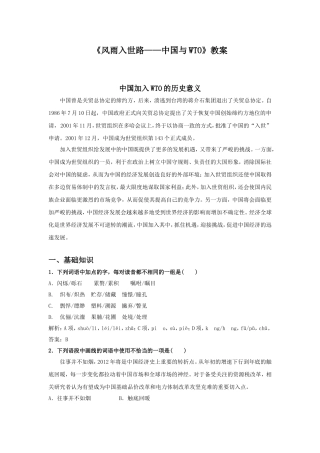 《风雨入世路---中国与WTO》教案3