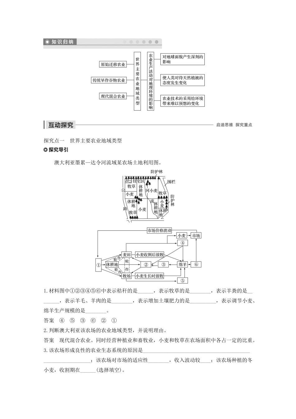 高中地理 第3章 生产活动与地域联系 第一节 农业区位因素与地域类型 课时2 世界主要农业地域类型和农业生产活动对地理环境的影响导学案 中图版必修2-中图版高一必修2地理学案_第3页