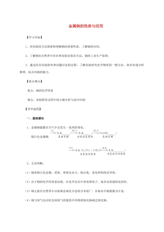 高中化学 2-2（课时20）金属钠的性质与应用导学案 苏教版必修1-苏教版高一必修1化学学案
