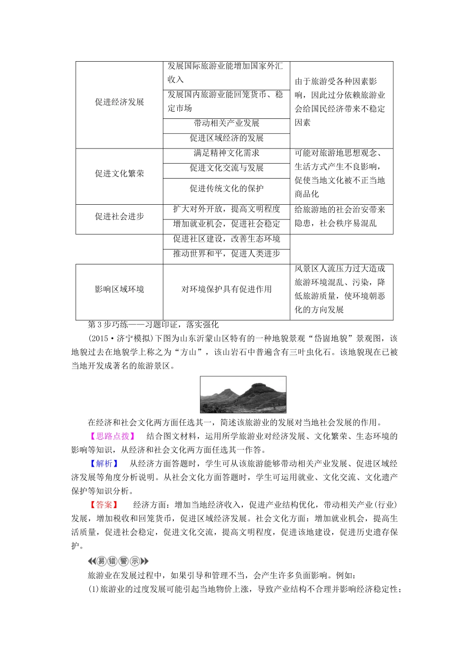 高中地理 第1单元 蓬勃发展的旅游业 第2节 旅游业对社会发展的作用学案 鲁教版选修3-鲁教版高一选修3地理学案_第3页