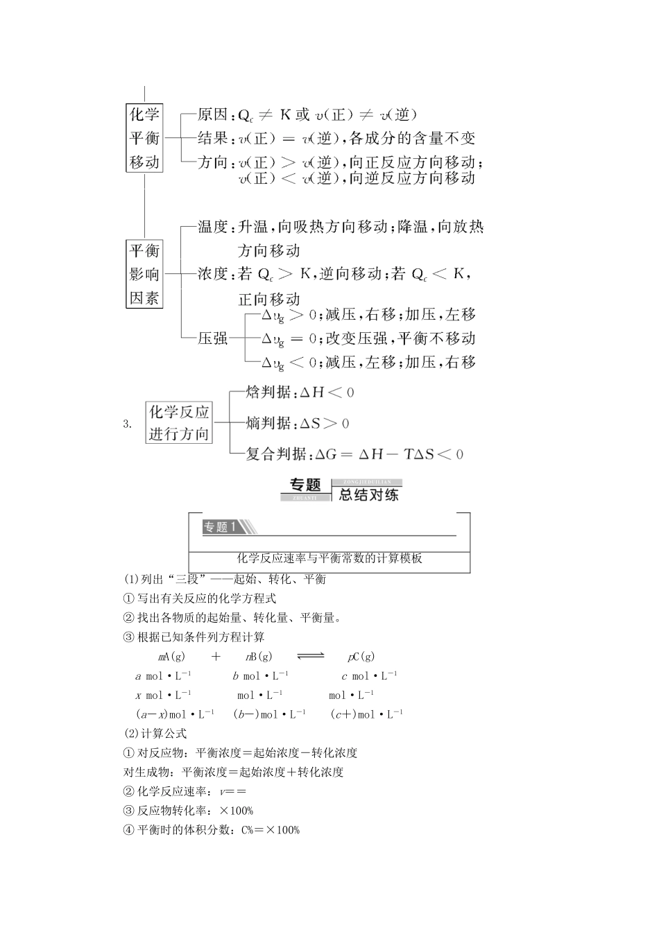 高中化学 第2章 化学反应速率和化学平衡章末复习课导学案 新人教版选修4-新人教版高二选修4化学学案_第2页