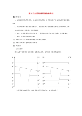 高中地理 第三章 自然环境地理的整体性与差异性 3.3 自然地理环境的差异性导学案（无答案）湘教版必修1-湘教版高一必修1地理学案